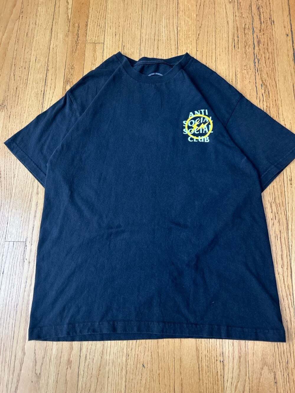 Anti Social Social Club x Fragment Yellow Bolt Tee Black FW19 Size Large